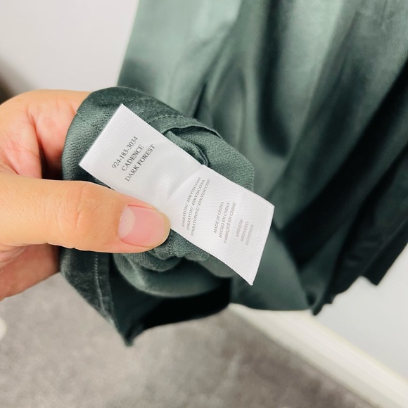 NWOT Rails Cadence Button Down Forest Green Shiny Satin Dress - Picture 9 of 9